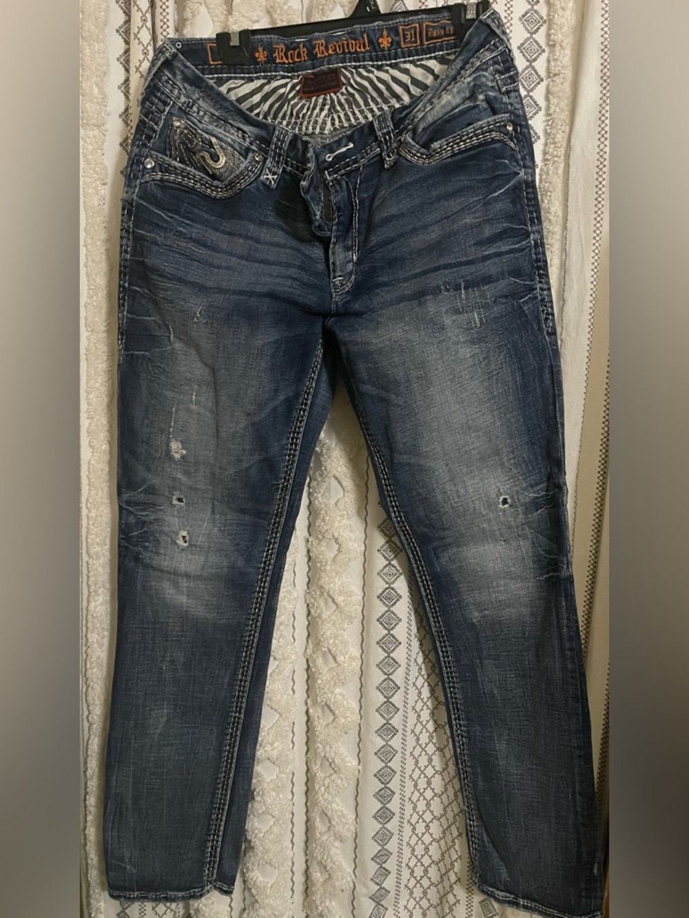 Rock Revival Women’s Faded Distressed Blue Skinny Jeans